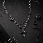 スパイククロス レイヤードチェーンネックレス