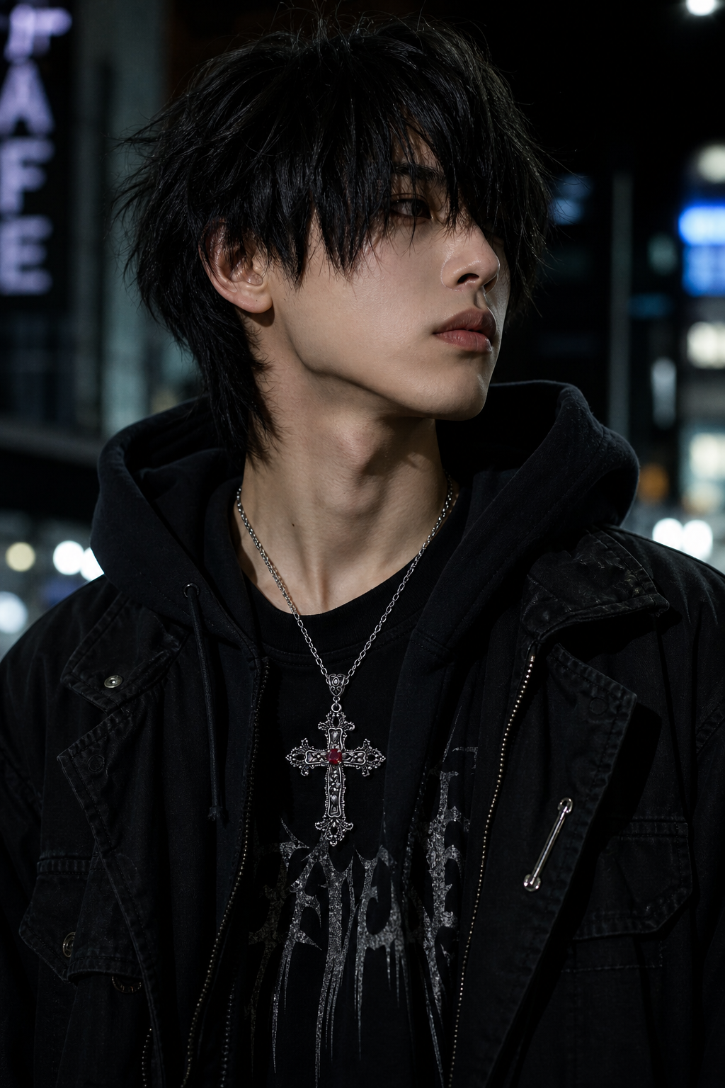 ゴシッククロスネックレス｜ブラック・レッド | Tokyo Trendy™
